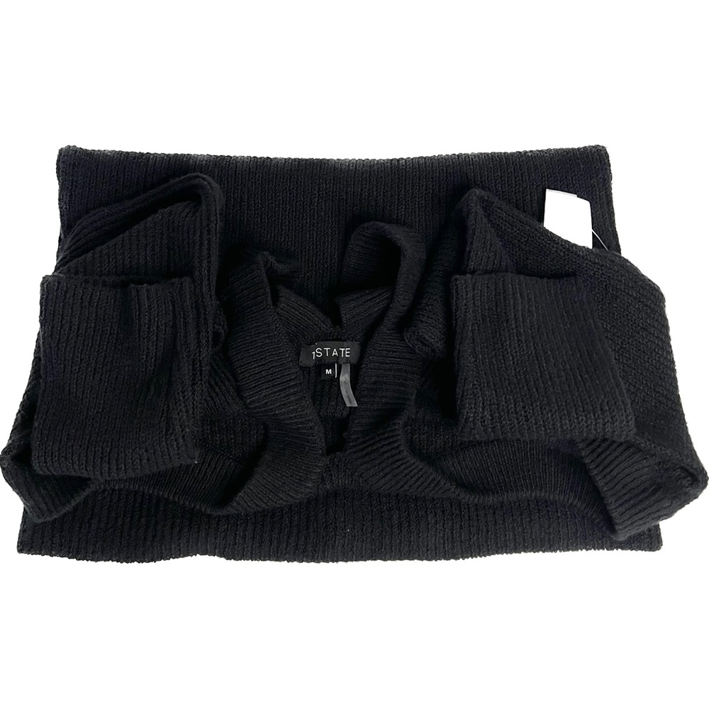 1.STATE Cross Neck Cold Shoulder Cotton Blend Sweater - Picture 4 of 7